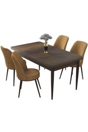 Hanah Home Juego de mesa y sillas de comedor de 5 piezas Barroco y Capuchino